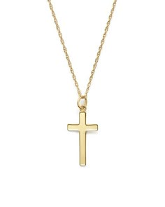 Bloomingdale's - 14K Yellow Gold Cross Necklace, 18" - 100% Exclusive Formal 14k Stamped Cross Pendant Necklace, Classic 14k Gold Necklace With Polished Finish, Classic Yellow Gold Cross Jewelry, Classic 14k Gold Hallmarked Necklace, Classic Yellow Gold Pendant Necklaces, Classic Yellow Gold Cross Pendant Jewelry, Classic Yellow Gold Necklace Stamped 14k, Classic 14k Stamped Cross Pendant Jewelry, Classic 14k Cross Pendant Jewelry