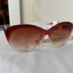 Beautiful Pair Of Ombr Style Fashion Sunglasses. These Has A Maroon Red Color Which Leads Down To A Frosty White Area. Brown Lens And Wonderful To Add To Your Beach Resort Wardrobe. See Pictures For Details Ask Any Questions Bundle For Extra Savings Happy Poshing Casual Red Cat Eye Sunglasses For Beach, Red Glass Sunglasses For Summer, Red Cat Eye Sunglasses With Tinted Lenses For Beach, Red Cat Eye Sunglasses With Gradient Lenses For Summer, Red Cat Eye Sunglasses For Summer Beach, Red Cat Eye Sunglasses For Beach, Red Cat Eye Sunglasses For The Beach, Casual Red Cat Eye Sunglasses, Casual Red Cat Eye Sunglasses With Uv Protection