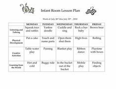 the infant room lesson plan is shown