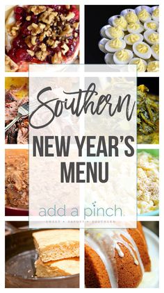 southern new year's menu with images of desserts