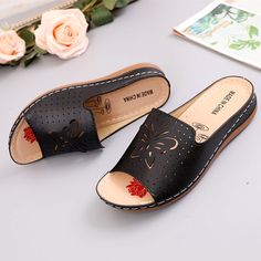 New Shoes Sandals Women Outdoor Walking Shoes Retro Ladies Shoes Slip On Women Shoe Slipper Female Zapatillas Muje Footwear Spring Non-slip Round Toe Mules, Black Closed Toe Sandals For Outings, Non-slip Open Toe Slippers, Black Open Toe Slippers For Spring, Black Slip-on Sandals For Outings, Black Slip-on Sandals For Everyday Wear, Casual Open Toe Non-slip Mules, Comfortable Round Toe Mules, Comfortable Black Sandals For Outings