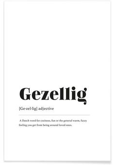 a black and white poster with the words gezellig