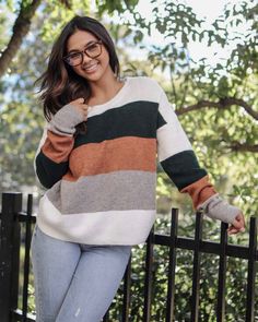 Trendy Oversized Color Block Sweater, Cozy Color Block Crew Neck Sweater, Casual Color Block Sweater For Fall, Color Block Sweater For Fall Layering, Cozy Oversized Color Block Sweater, Fall Crew Neck Sweater With Color Matching, Fall Color Matching Sweater For Layering, Trendy Fall Sweater With Color Matching, Chic Color Block Sweater For Layering