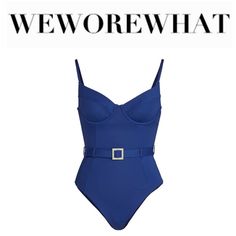 Nwot Weworewhat Danielle Belted One-Piece Swimsuit. Relax By The Pool Or On The Beach In This Cabana-Service Worthy Swimsuit. This Stylish One-Piece Features Flattering Molded Underwire Cups And Belted Detail, Along With Cheeky Brazilian Bottom Coverage. Fully Lined. Color = Blue Depth Hygiene Liner Is Intact Blue One-piece Beachwear For Pool, Blue One-piece Swimwear For Poolside, Blue Stretch One-piece Swimwear For Poolside, Blue One-piece Swimwear For Diving, Blue Moisture-wicking Swimwear, Blue One Piece Swimsuit, Blue One Piece, Dress Blues, Belted Dress