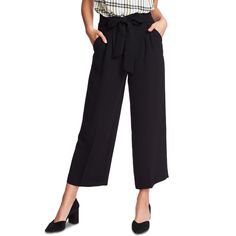 Upgrade Your Work-To-Weekend Style With These Wide-Leg Pants From 1.State, Boasting A Trend-Right Paperbag Design. Approx. Inseam: 26" Rise: Approx. 10" Side Zipper Closure; Ties At Waist Two Front Pockets Polyester Machine Washable Imported Black Wide Leg Pants With Welt Pockets For Office, Black Pantsuit With Pockets For Work, Black Workwear Pantsuit With Pockets, Casual Workwear Culottes In Straight Style, Office Wide-leg Pantsuit With Pockets, Casual Workwear Culottes With Straight Shape, Casual Straight Culottes For Workwear, Business Casual Wide-leg Pantsuit With Pockets, Casual High-waisted Culottes For Workwear