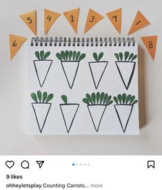 a notepad with an image of plants on it and the numbers in each corner