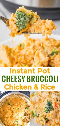 instant pot cheesy broccoli chicken and rice casserole is an easy weeknight meal