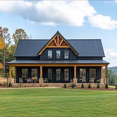 Rustic Ridge With Multiple Exterior Options 1,756 SQFT Plans for All 4 Not Included. Must Choose an Exterior and Modify the Plan. - Etsy Beautiful Houses Exterior, Black Houses, Barn House Design, Barn Style House Plans, House Plan Gallery, Standing Seam, Inspire Me Home Decor, Barn Style House, House Plans Farmhouse