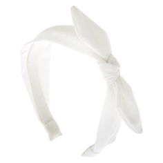 Get the simple headband look with a beautiful bow tied on top. This wide headband features a soft polyester fabric wrapped design to ensure it's both stylish and comfortable. No more bad hair days! Knotted bow attached Wide band design Material: Polyester - Claire's Solid Knotted Bow Headband - White Simple Headbands, Leather Headbands, Cute Headbands, Jewelry Hair, White Headband, Fashionable Jewelry, Wide Headband, White Solid, Pink Backpack