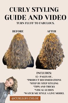 Get the best of both worlds!  With over 15 pages of product recommendations and step by step techniques; watch how you can bring to life at home! Take advantage of being able to not only read step by step how to style your natural texture, but style along with me to get the ultimate curls! My tried and true product recommendations have transformed hundreds of heads! How To Section Curly Hair For Styling, Curly Hair Volume Tips, Curly Hair Volume Hacks, Curly Hair Method Steps, Clipping Curly Hair For Volume, Long Layered Curly Hair Face Framing, Curly Styling, Self Haircut, Long Layered Curly Hair