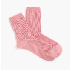 Merino Wool/Poly/Elastane. Machine Wash. Import. Item J2900. Color - Coral Pink 1 Pair New Without Tags! Casual Mid-calf Ribbed Socks, Casual Ribbed Round Toe Socks, Casual Pink Socks For Fall, Casual Mid-calf Socks For Spring, Solid Casual Socks, Casual Solid Ankle-high Socks, Ribbed Stretch Socks For Spring, Spring Ribbed Stretch Socks, Bootie Socks