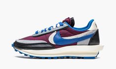 The Undercover x Sacai x Nike LDWaffle "Night Maroon" is a collaboration that joins two of Japan’s most popular fashion brands with Nike on the retro-modern shoe.  The original Sacai x Nike LDWaffle debuted back in 2019 and is an amalgamation of two of Nike’s most popular vintage running shoes from the 1970s—the LDV and Waffle Racer.  Here, Sacai and Nike recruit Undercover, another brand known for pushing the envelope with its abstract sneaker collaborations with Nike, on updating the LDWaffle Sacai Nike, Waffle Sacai, Maroon Shoes, Nike X Travis Scott, Nike Sacai, Low Air Jordan 1, Jordan 8, Modern Shoes, Jordan 2