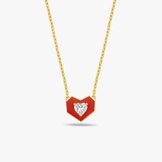 Red Heart Necklace | 14K Gold Vermeil - Mionza Jewelry-14k gold heart, diamond heart, Gift for Mom, gold heart necklace, heart jewelry, heart necklace gold, heart necklace women, heart pendant, love necklace, mothers day gift, red heart jewelry, red necklace, small heart necklace Elegant Red Heart Necklace For Mother's Day, Red Heart Cut Necklace For Formal Occasions, Minimalist Red Heart-shaped Jewelry, Mother's Day Red Heart Cut Necklace, Mother's Day Red Heart-cut Necklace, Red Heart Charm Fine Jewelry, Red Fine Jewelry With Heart Charm, Dainty Red 14k Gold Necklace, Elegant Red Heart Pendant Necklace