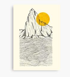 a card with an image of a mountain and the sun in the sky above it