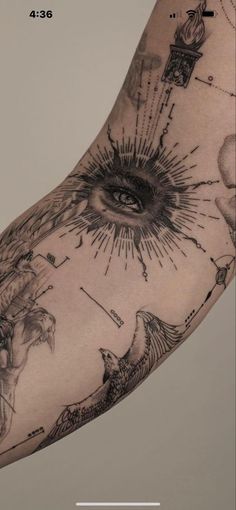 the arm with an all seeing eye tattoo on it