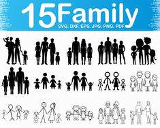 the silhouettes of people and families are shown in this family svt file format