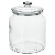 a large glass jar with a metal lid