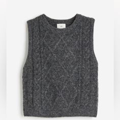 H&M Dark Gray Sweater Vest Size M New W/ Tags Soft Cable Knit Vest With Wool Content Round Neckline And Ribbing At Neckline H&m Knit Tops For Fall, Fall Knit Tops By H&m, Crew Neck Knit Sweater Vest For Fall, Knit Sweater Vest With Crew Neck For Fall, Fall Crew Neck Knit Sweater Vest, H&m Textured Knit Sweater For Fall, H&m Textured Knit Tops For Fall, Gray Crew Neck Sweater Vest For Fall, Cozy H&m Tops For Fall