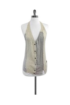 Current Boutique-Marc Jacobs - Grey Knit Sweater Vest Sz S Casual Sweater Vest With Pockets For Layering, Knit Tops With Pockets For Layering, Cream Sweater With Pockets For Layering, Cream Layering Sweater With Pockets, Gray Sweater Vest, Polka Dot Vest, Vest Knit, Gray Vest, Knit Sweater Vest