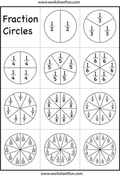 the worksheet for fraction circles is shown in black and white with numbers on it