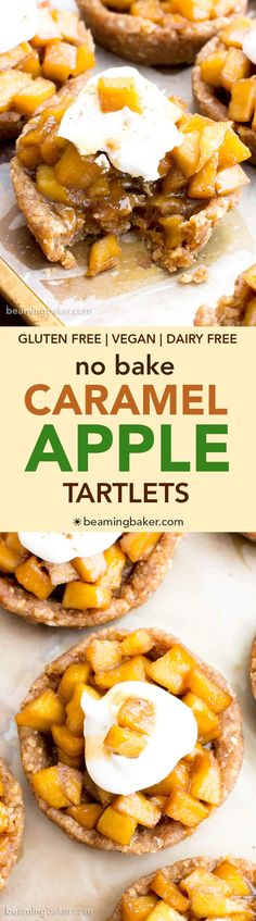 no bake caramel apple tartles with text overlay