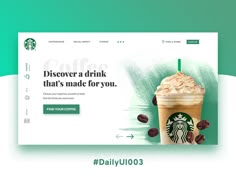 the starbucks website is designed to look like it's coming out of an ice cream sundae