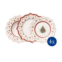 three plates with christmas decorations on them