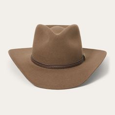 Pecan Western Style Brown Hat Bands For Formal Occasions, Classic Brown Felt Hat With Curved Brim, Classic Brown Felt Hat With Flat Crown, Brown Felt Hat Band For Country Events, Classic Wool Hat Bands, Classic Leather Hat Bands For Fall, Brown Wool Fedora For Rodeo, Western Brown Felt Hat Bands, Brown Wool Felt Hat For Country Events