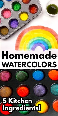 homemade watercolors for kids with the title overlay that reads 5 kitchen ingredients