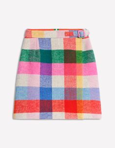 Colourful checks add a splash of fun to the heritage-inspired Clemence skirt. It wraps over at the front and secures with a buckled belt. The best bit? There's a jacket to match. Bright Outfit, Bold Outfits, Holy Chic, Party Jackets, Wrap Shorts, Boden Women, Modern Clothing, Fashion Closet, Boden Uk