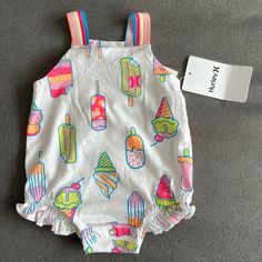 New With Tags. Retails For $16. Excellent Condition. The Cutest Ice Cream And Popsicle Print. Bright Neon Colors. Playful Summer Playwear For Babies, Fun Summer Playwear For Babies, White Cartoon Print Summer Top, Fun Tops For Playdate In Spring, Spring Fun Tops For Playdate, Fun Tops For Spring Playdate, Playful Summer Tops For Playdate, Sweet Tops For Playtime In Summer, Sweet Summer Tops For Playtime