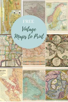 maps with the words free vintage maps to print