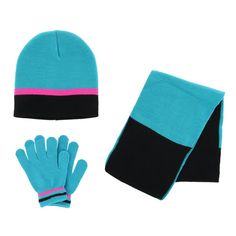 Girl's 3-6 Color Block Winter Beanie Scarf and Gloves Set by Polar Wear | 3 Piece Winter Sets at BeltOutlet.com Winter Sets, Scarf Wraps, Beanie Scarf, Support Socks, Plus Size Belts, Suspenders For Women, Checkbook Covers, Baby Mittens, Winter Set