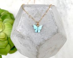 Dainty Butterfly Necklace 14k Gold Filled Butterfly Pendant | Etsy Dainty Turquoise Charm Necklace For Gift, Cute Turquoise Jewelry As A Gift, Cute Turquoise Jewelry For Gift, Cute Turquoise Jewelry Gift, Cute Turquoise Jewelry For Gifts, Delicate Light Blue Jewelry Gift, Delicate Light Blue Jewelry For Gift, Dainty Light Blue Jewelry For Gift, Minimalist Turquoise Charm Necklace For Gift