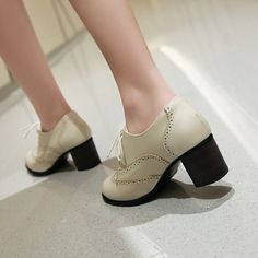 Gender: For WomenStyle: Fashion,KoreanOccasion: Casual,Party/Club,Office/CareerHeel Height: 6cmPlatform Height: 1cmSeason: Spring,Summer,Fall/Autumn,WinterPackage Contents: 1 x Shoes (Pair)Please see our size guide as below, you can choose the size according to your foot length and width. If your foot is a little wide and thick, we suggest you choose 1 size larger.Size Guide:28 = foot length 18.5-19cm (Foot width=6.5-7cm)29 = foot length 19-19.5cm (Foot width=7cm)30 = foot length 19.5-20cm (Foot Beige Round Toe Block Heels With Platform, Trendy Beige Block Heels With Round Toe, Beige Casual Block Heels With Round Toe, Casual Beige Block Heels With Round Toe, Beige Round Toe Oxfords For Spring, Retro Brogue Lace-up Shoes For Spring, Spring Brogue Closed Toe Heels, Spring Brogue Detailing Closed Toe Heels, Spring Brogue Closed-toe Heels