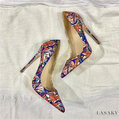 Lasaky - Silk Floral High Heels with Pointed Toe, Slim Heel, and Shallow Mouth - Perfect for Parties and Special Occasions Floral High Heels, Womens Active Wear Outfits, Super High Heels, Pu Heels, Chunky Heels Sandals, Style Basic, Evening Shoes, Stiletto Pumps, Fashion High Heels