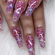 Nail Disain, Ratchet Nails, Coffin Nails Designs Summer, Vday Nails, Encapsulated Nails, Valentine Nails, Rose Gold Nails, Nail Photos