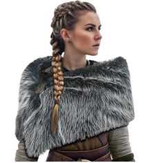 PRICES MAY VARY. Package Include: 1pc Medieval Faux Fur Shawl and Wrap Scarf with Brooch GoT Warrior Stole, 1pc Viking Turtle Metal Brooch Style: 1 - This versatile faux fur shawl can be seamlessly integrated into various costume ensembles to enhance the overall look. 2 - The Medieval brooch serves as a focal point, allowing for additional accessories like arm cuffs or a headpiece to complete the transformation into a character. Design: Viking Faux Fur Shawl for Women embraces a distinctive medi Viking Halloween Costume, Warrior Cosplay, Women Viking, Warrior Costume, Faux Fur Shawl, Viking Costume, Viking Designs, Faux Fur Scarves, Fur Shawl