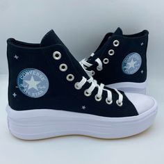 Please Make An Offer! Latest Fashion Converse! Come Brand New In The Original Box! 100% Authentic Please Make Offers! Fast Shipping Size: 7 Women’s Color: White, Blue Have A Question? Leave A Comment! We Will Get Back To You As Soon As Possible. Feel Free To Check Out The Rest Of My Closet. We Acquire 100% Authentic Items To Resell At More Reasonable Prices Than Found In Stores! Thank You For Checking Us Out And Happy Poshing! White High-top Sneakers With Star Print, Casual Black Sneakers With Star Print, Converse Wedges, Sequin Converse, Red High Top Converse, Chuck Taylor All Star Move, Converse Shoes Womens, Ankle Sneakers, Leather Converse