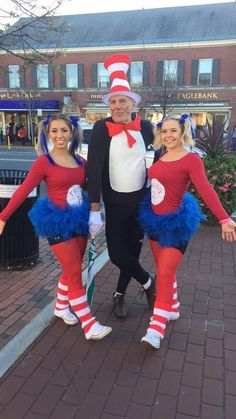 three people dressed up as the cat in the hat and dr seusster costumes