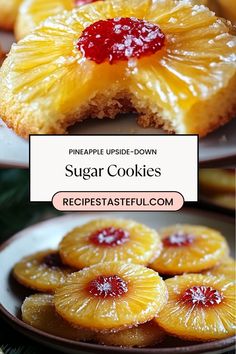 pineapple upside down sugar cookies on plates