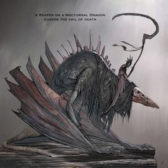 an illustration of a creature with horns and wings on it's back