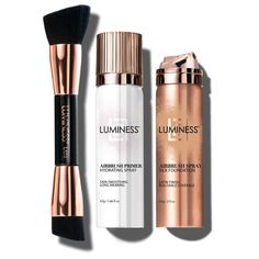 Airbrush Spray Silk Foundation Starter Kit | Luminess Cosmetics Spray Foundation, Makeup Starter Kit, Airbrush Foundation, Hydrating Primer, Beauty Marketing, Foundation Primer, Can't Stop Won't Stop, Airbrush Makeup, No Foundation Makeup