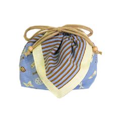 Cotton Furoshiki - Kinchaku Bento Bag Pasta Blue Multicolor Foldable Bag As Gift, Multicolor Foldable Bag For Gift, Multicolor Foldable Bags For Gift, Light Blue Pouch Bag As Gift, Light Blue Pouch Bag For Gift, Blue Square Bag For Gifts, Blue Square Bag For Gift, Square Blue Gift Bag, Handmade Blue Cosmetic Bag For Gift