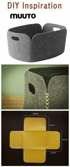 the instructions for how to make an easy diy storage bin with felt and tape