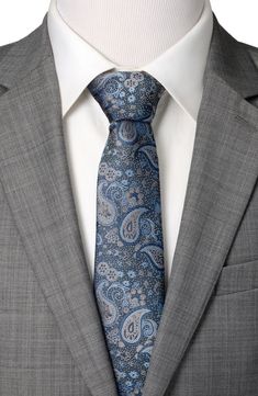 Swirling paisleys of blue and grey smartly pattern a tie crafted from silk jacquard to bring polish and distinction to any formal look. 3" width; 59" length 100% silk Dry clean Imported Tie Crafts, Paisley Tie, Printed Ties, Formal Looks, Silk Ties, Paisley Print, Cufflinks, Paisley, Nordstrom