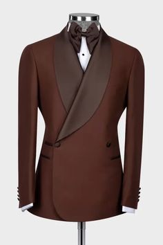 Shop for Larry Glamorous Brown Shawl Lapel Double Breasted Wedding Suits in Allaboutsuit at best prices.Find the best Brown Shawl Lapel slim fit suits with affordable price. Tailored Three-piece Suit For Wedding With Long Sleeves, Brown Three-piece Wedding Suit, Fitted Three-piece Suit For Groom, Long Sleeve Satin Business Suit, Elegant Brown Wedding Blazer, Luxury Fitted Satin Set, Brown Tuxedo Suit For Wedding, Elegant Brown Tuxedo With Suit Collar, Elegant Brown Tuxedo