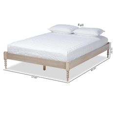 Baxton Studio Cielle French Bohemian Antique White Oak Finished Wood Full Size Platform Bed Frame FredCo theFredCo Bohemian Platform Bed, French Bohemian, King Size Platform Bed, Steel Bed Frame, Full Size Platform Bed, Wood Platform Bed Frame, Full Platform Bed, Queen Size Platform Bed, Steel Bed