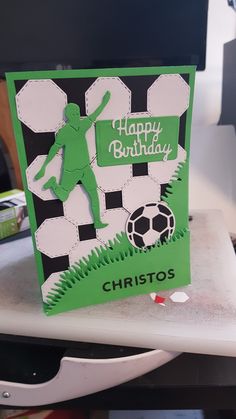 a birthday card with a soccer player on it