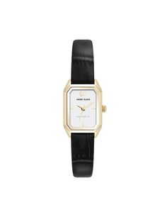 Anne Klein Gold-Tone/Black Consider It Octagonal Leather Band Watch Classic Watches With Black Band For Everyday Use, Rectangular Leather Strap Watch For Work, Everyday Rectangular Watch With Leather Strap, Everyday Watch With Leather Strap And Rectangular Dial, Adjustable Leather Watches For Everyday, Leather Watches For Everyday Use, Everyday Watch Accessory With Leather Strap And Rectangular Dial, Gift Leather Watch With Black Band, Everyday Watches With Leather Strap And Rectangular Dial